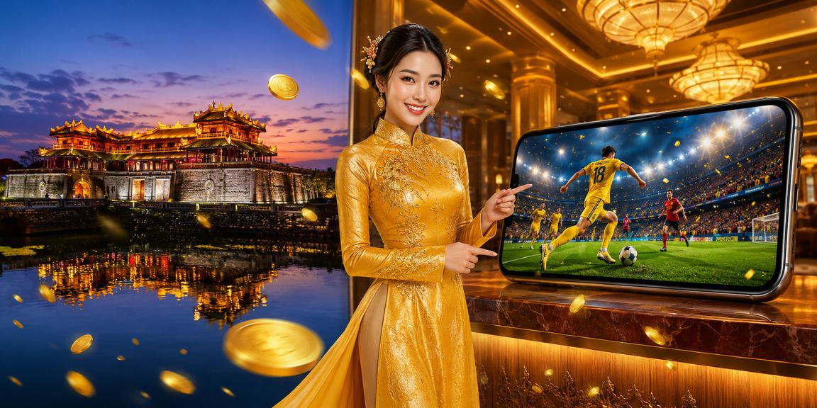 Người dùng Huế trải nghiệm casino di động và giải trí trực tuyến trong trang phục áo dài truyền thống